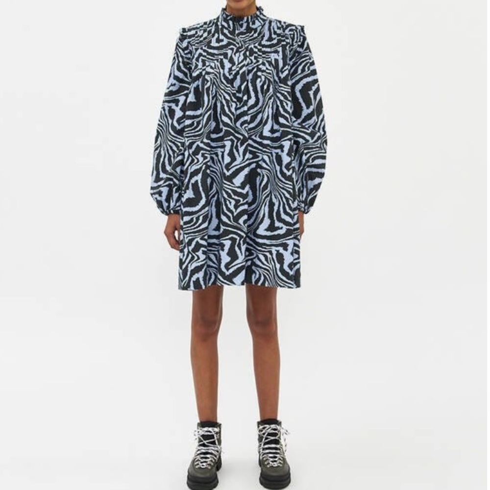 Ganni mini cotton dress animalier size 36